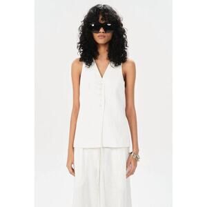Maria Cher Olavarria Ruby Linen Vest in Off White M